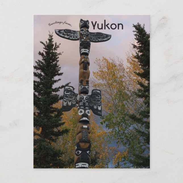 Totem Pole in Yukon Canada Postcard (Front)