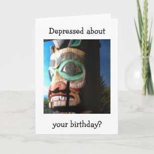 TOTEM POLE OVER THE HILL HUMOR CARD