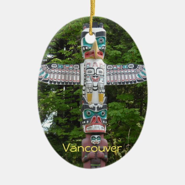 Totem Pole - Stanley Park, Vancouver Ceramic Tree Decoration (Front)