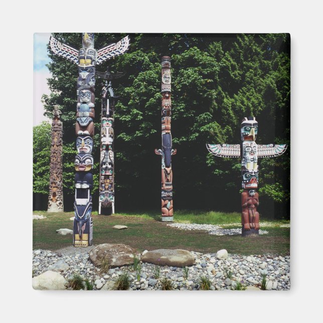 Totem poles, Vancouver, British Colombia Magnet (Front)