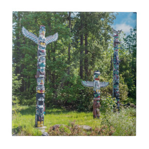Totems in Stanley Park, Vancouver Canada Tile