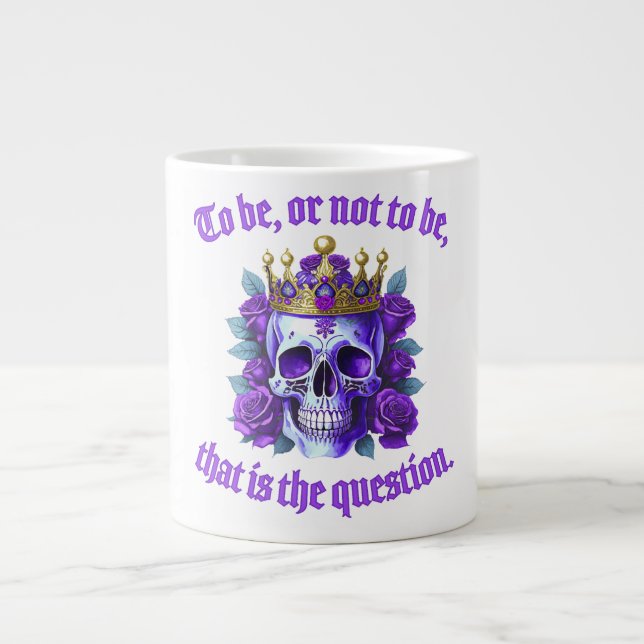 Totenkopf Gift Krone Rosen Sword King Lila Large Coffee Mug (Front)