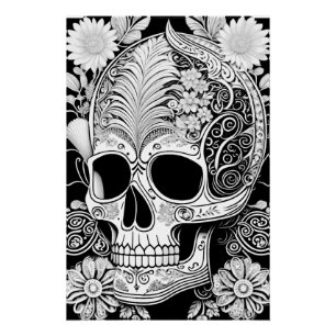 Totenkopf mit Ornamenten Poster