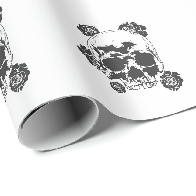 Totenkopf mit Rosen Tattoo Körperkunst Wrapping Paper (Roll Corner)