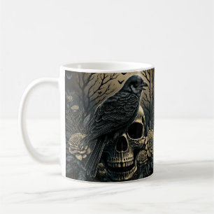 Totenkopf mit schwarzen Rabe Motiv Coffee Mug