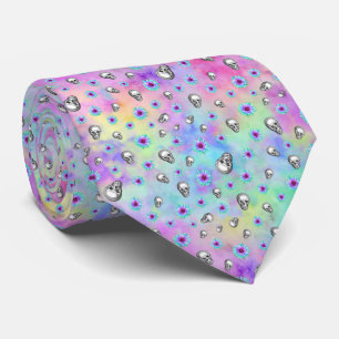 Totenköpfe und Regenbogen-Sonnenblumen Motiv 8 Tie