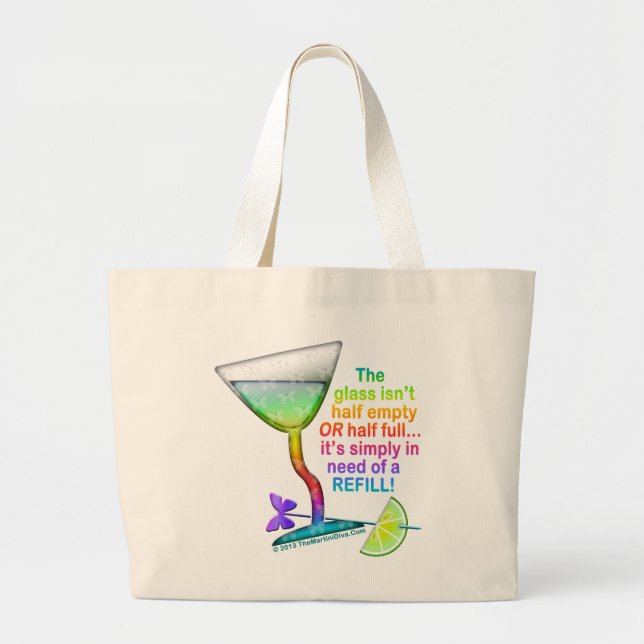 TOTES & GROCERY BAGS - GLASS HALF FULL (Front)