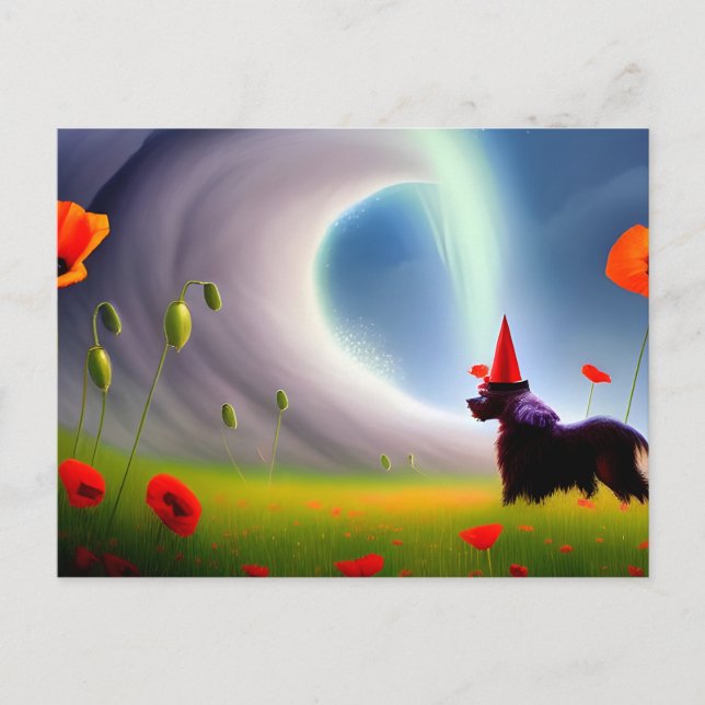 Toto Looks at the Wave in a Poppy Field Postcard (Front)