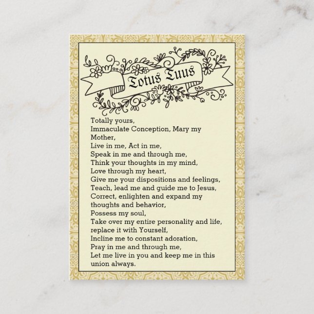 Totus Tuus Prayer Pope St. John Paul II Holy Cards (Front)