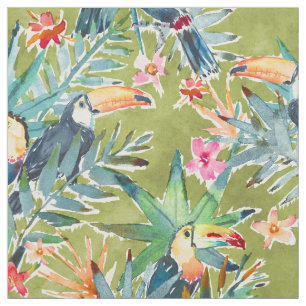 TOUCADISE Lush Tropical Palm Toucan Fabric