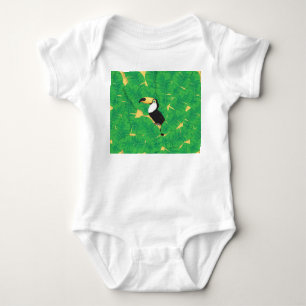 Toucan and banana leaves baby bodysuit