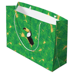 Toucan and banana leaves large gift bag