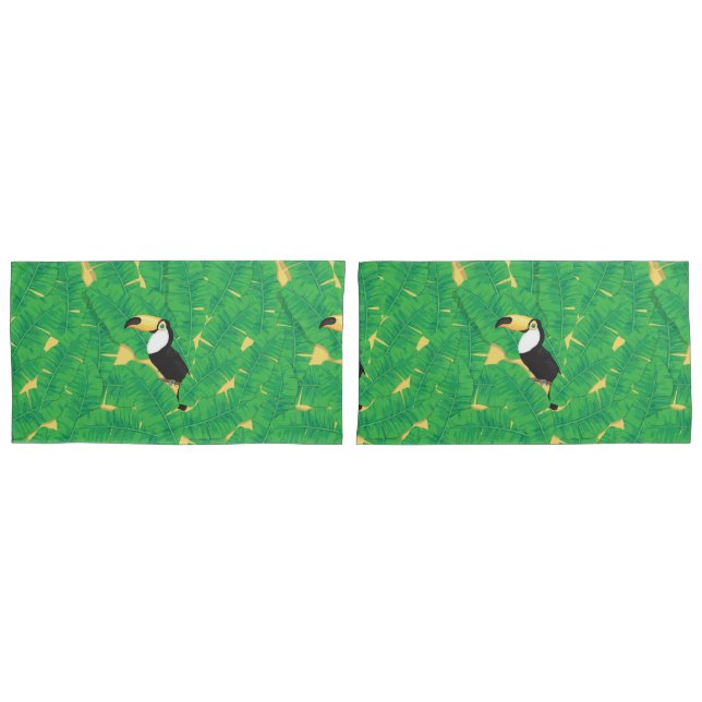 Toucan and banana leaves pillowcase (Front-Set)