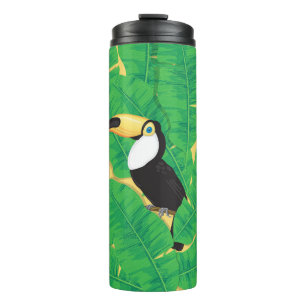 Toucan and banana leaves thermal tumbler
