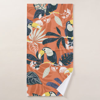 toucan and jungle seamless pattern bath towel