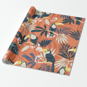 toucan and jungle seamless pattern wrapping paper