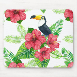 Toucan and tropical bouquet mouse mat