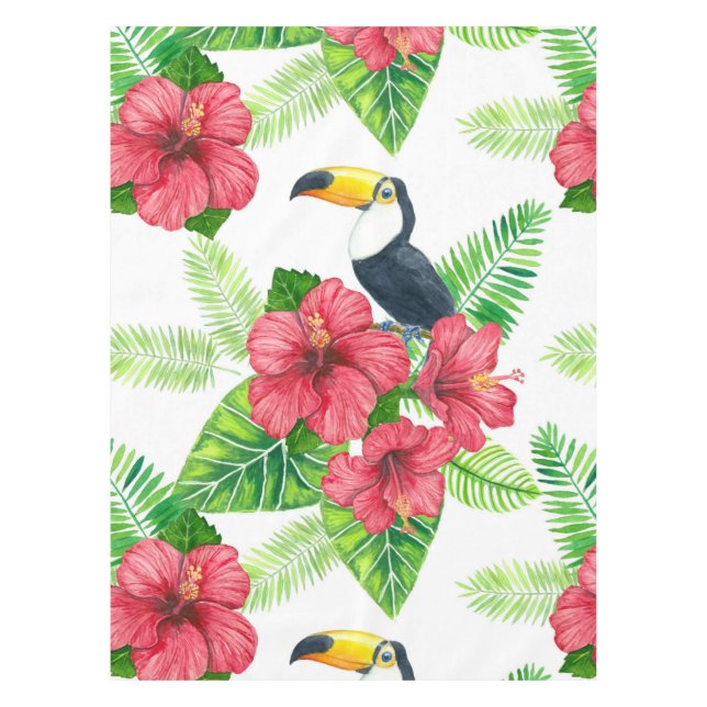 Toucan and tropical bouquet tablecloth (Front)