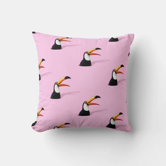 Toucan Announcement: Tropical Pink Paradise Cushion (Front)