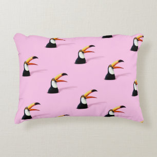 Toucan Announcement: Tropical Pink Paradise Decorative Cushion