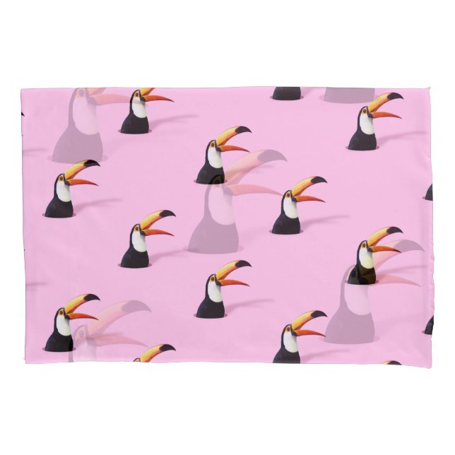 Toucan Announcement: Tropical Pink Paradise Pillowcase (Front)