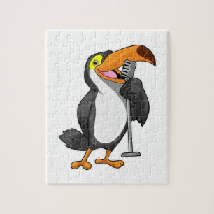 Toucan at Music with Microphone Jigsaw Puzzle