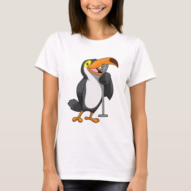 Toucan at Music with Microphone T-Shirt (Front)