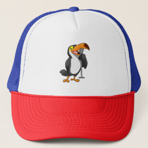 Toucan at Music with Microphone Trucker Hat