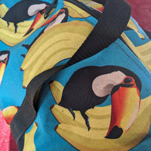 Toucan Bananas Tropical Teal Birds & Fruit Pattern Duffle Bag