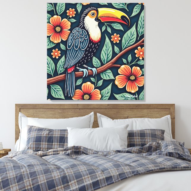 Toucan Batik Art Canvas Print (Insitu(Bedroom))