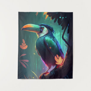 Toucan Bird Animal Portrait Painting Wildlife Tree Tapestry