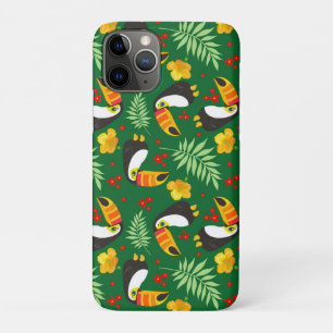 Toucan Bird Green Leaves Orange Red Flower iPhone 11 Pro Case