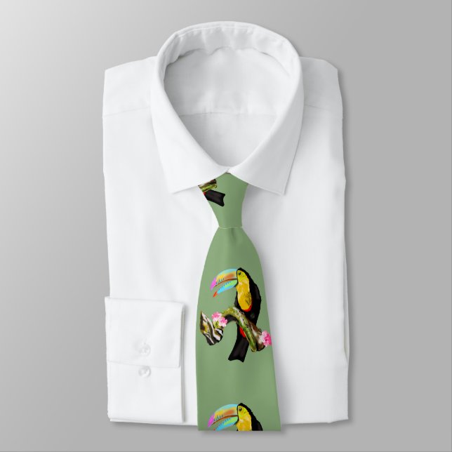 Toucan Bird Neck Tie - Your Colours (Tied)