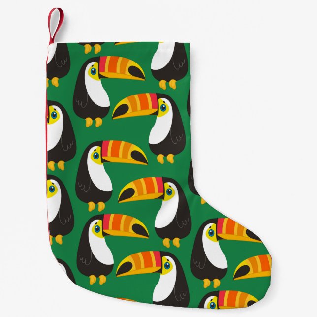 Toucan Bird Orange Colourful Beak Green Animals Small Christmas Stocking (Front)