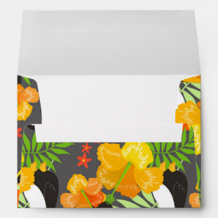Toucan Bird Orange Tropical Flowers Green Leaves Envelope