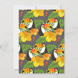Toucan Bird Orange Tropical Flowers Green Leaves Thank You Card