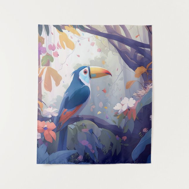 Toucan Bird Portrait Animal Painting Wildlife Free Tapestry (Front)