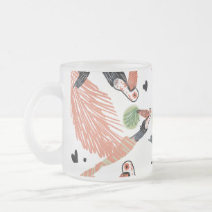 Toucan Birds Summer Tropical Greenery Art Frosted Glass Coffee Mug