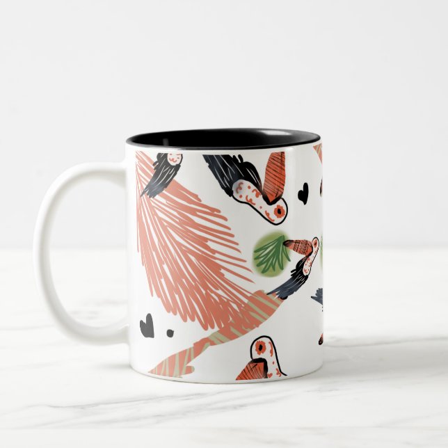 Toucan Birds Summer Tropical Greenery Art Two-Tone Coffee Mug (Left)