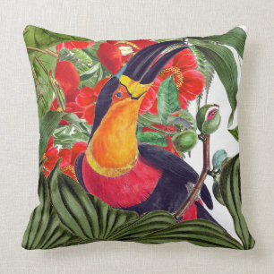Toucan Birds Wildlife Flowers Animals Throw Pillow