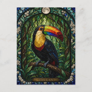 Toucan, Canopy Bloom Stained Glass Postcard