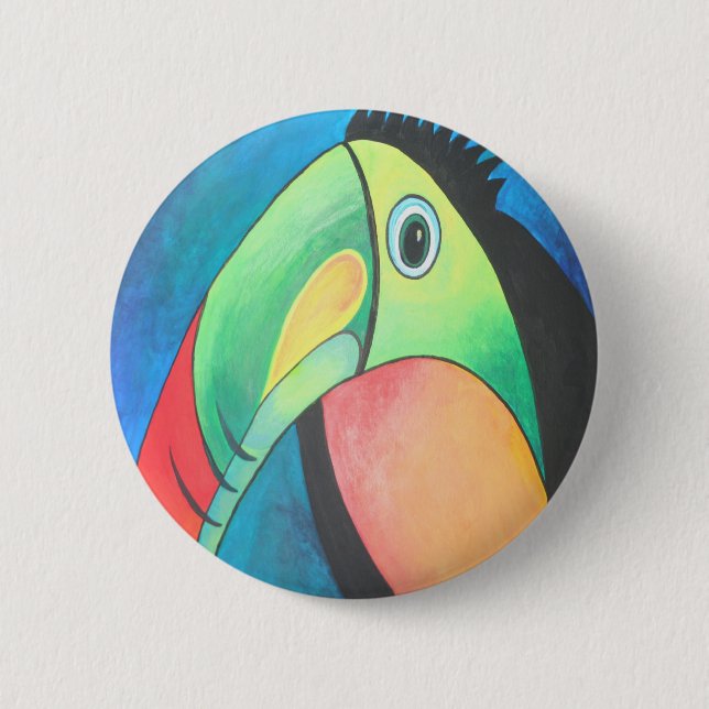 Toucan Childlike Cartoon Painting 6 Cm Round Badge (Front)
