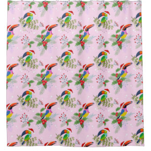 Toucan Christmas Pattern Shower Curtain