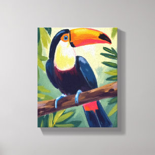 Toucan Colorful Tropical Bird Watercolor Canvas Print