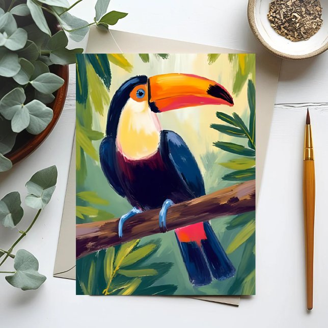 Toucan Colourful Tropical Bird Watercolor Postcard (Creator Uploaded)