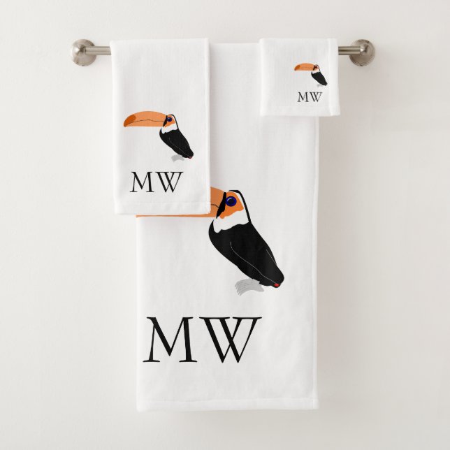 Toucan Design Monogrammed Bath Towel Set (Insitu)
