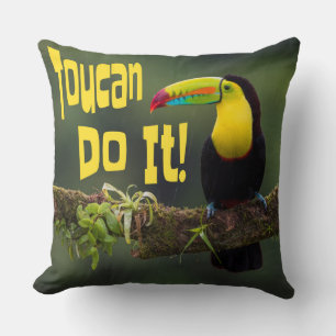Toucan Do It! Colourful Bird Motivational Funny Pu Cushion