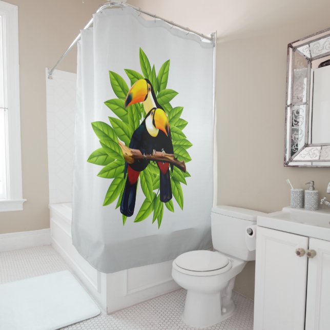Toucan Duo Silver Shower Curtain (In Situ)