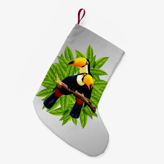 Toucan Duo Silver Small Christmas Stocking (Front (Hanging))