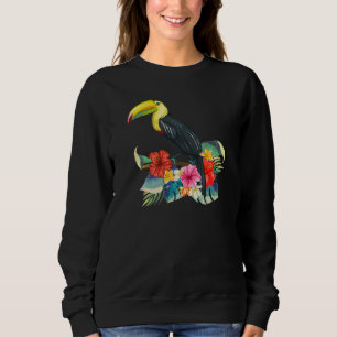 Toucan exotic birds tropical flowers leaf Bird of Sweatshirt